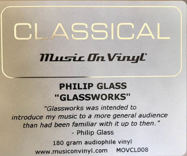 Philip Glass : Glassworks (LP, Album, RE, 180)