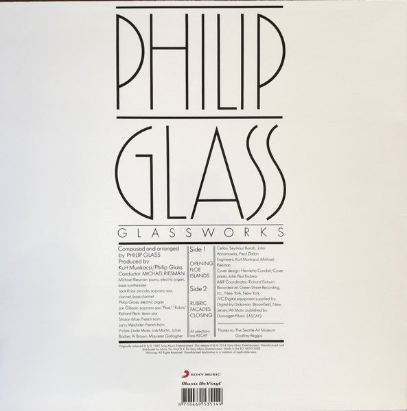 Philip Glass : Glassworks (LP, Album, RE, 180)
