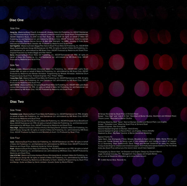Madonna - Confessions On A Dance Floor — back sleeve