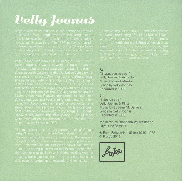 Velly Joonas - Stopp, Seisku Aeg! — back sleeve