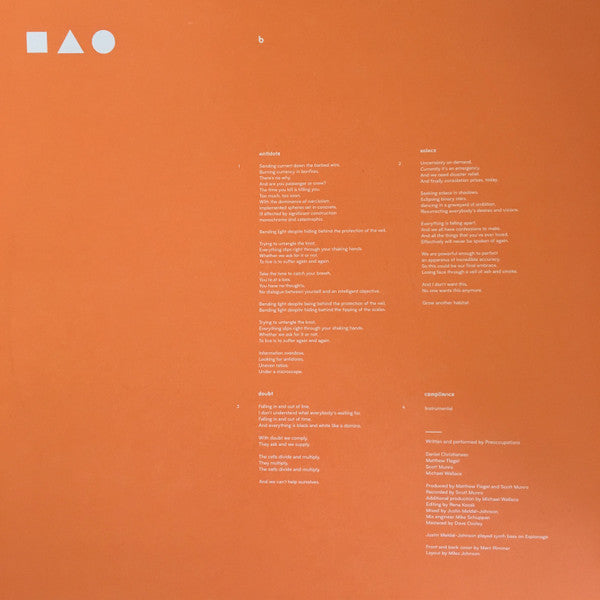 Preoccupations – New Material (LP, Album, Ltd, Ora) vinyl record | Paranoise Records