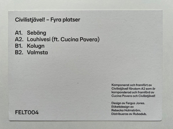 Civilistjävel! – Fyra Platser (12", EP) vinyl record | Paranoise Records