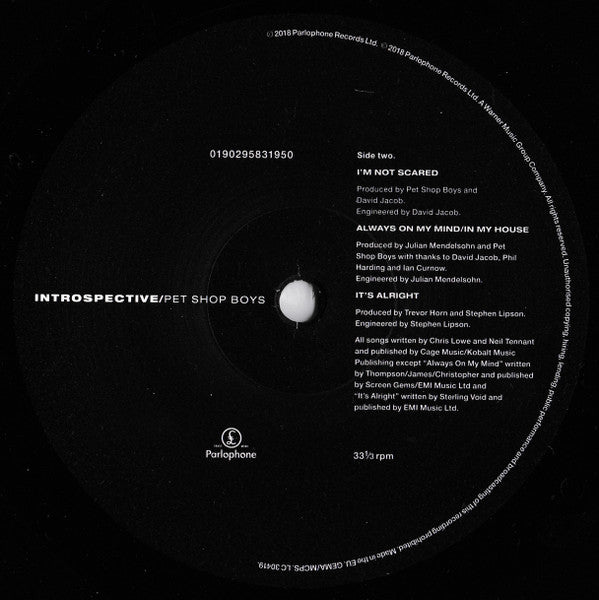 Pet Shop Boys – Introspective (LP, Album, RE, RM, 180) vinyl record | Paranoise Records