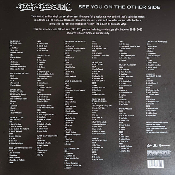 Ozzy Osbourne - See You On The Other Side 2.0 — back sleeve
