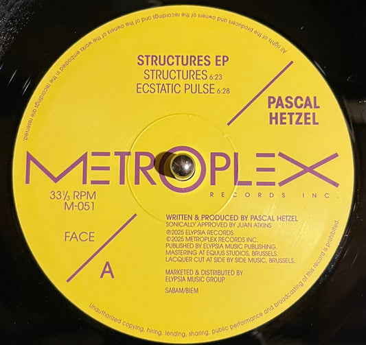 Pascal Hetzel – Structures EP (12", EP) vinyl record | Paranoise Records