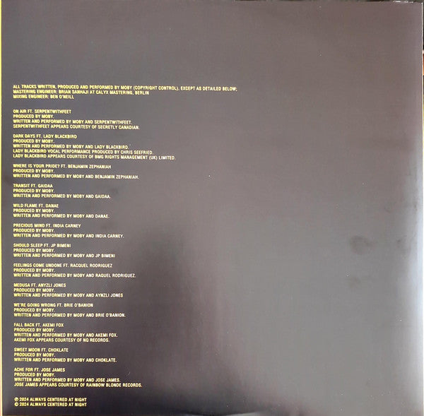 Moby – Always Centered At Night (2xLP, Album, Num) vinyl record | Paranoise Records