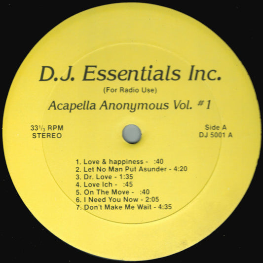 Various – Acapella Anonymous Vol. #1 (LP, Comp, Unofficial) vinyl record | Paranoise Records