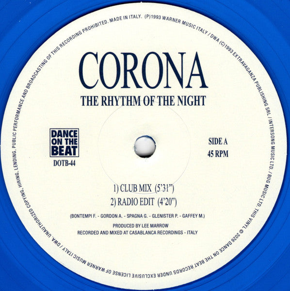 Corona – The Rhythm Of The Night (12", Blu) vinyl record | Paranoise Records