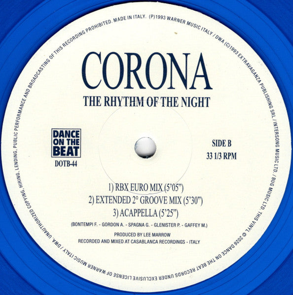 Corona – The Rhythm Of The Night (12", Blu) vinyl record | Paranoise Records