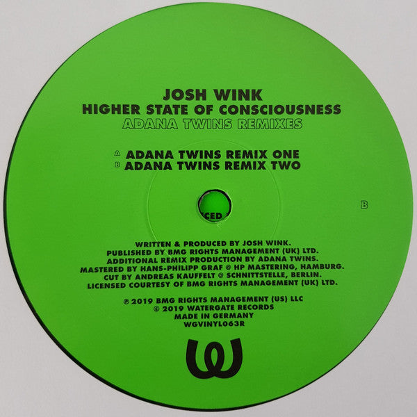 Josh Wink – Higher State Of Consciousness (Adana Twins Remixes) (12", RP) vinyl record | Paranoise Records